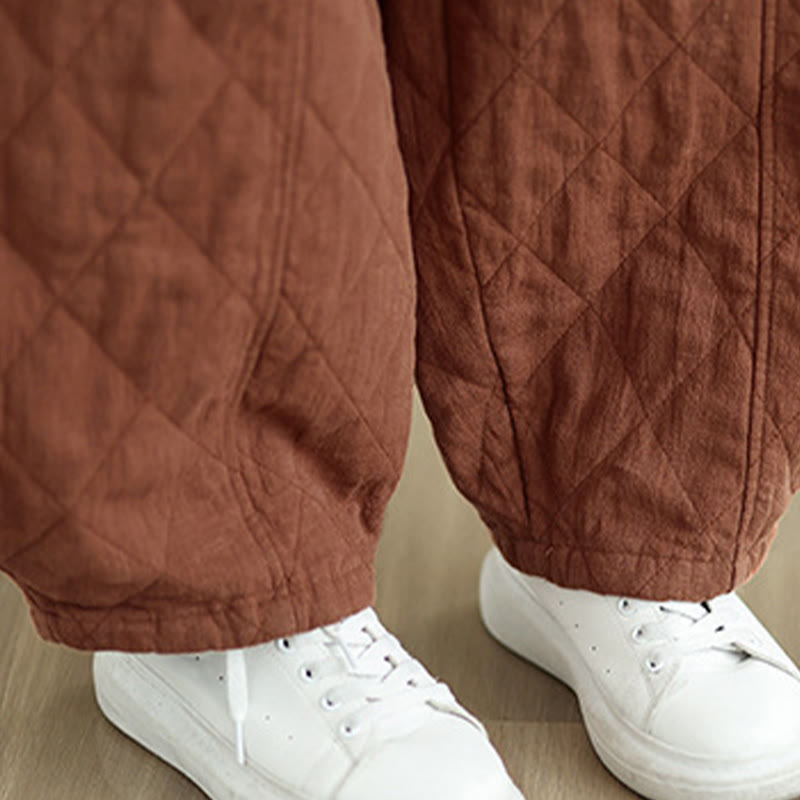 Buddha Stones冬 ダイヤモンド柄 コットン レディース ポケット付きパンツ - image 7