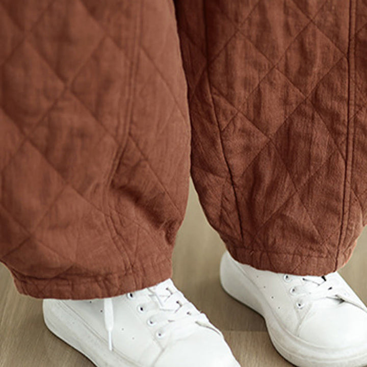 Buddha Stones冬 ダイヤモンド柄 コットン レディース ポケット付きパンツ - image 7