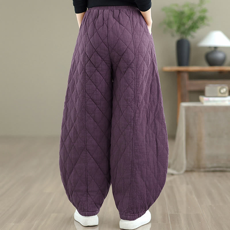 Buddha Stones冬 ダイヤモンド柄 コットン レディース ポケット付きパンツ - image 22