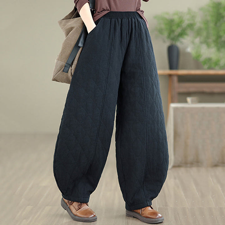 Buddha Stones冬 ダイヤモンド柄 コットン レディース ポケット付きパンツ - image 15