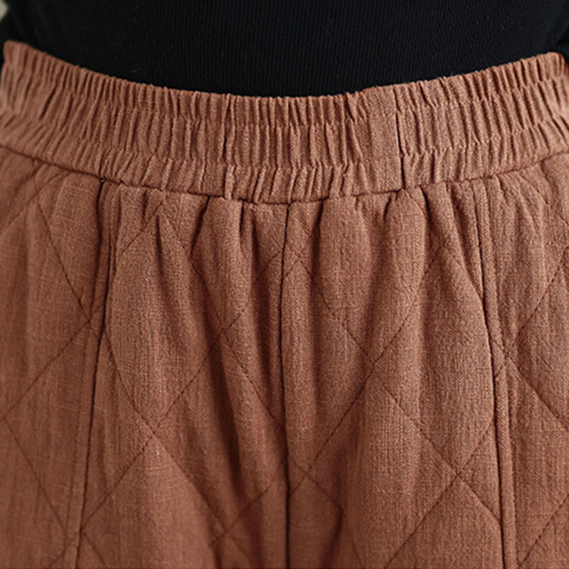 Buddha Stones冬 ダイヤモンド柄 コットン レディース ポケット付きパンツ - image 5