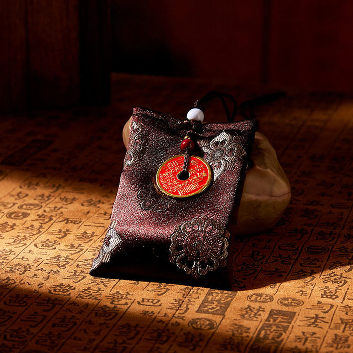 Buddha Stonesの幽霊お金を使うジャカード刺繍サシェ良縁祈願吊り下げ装飾 - 茶色 - image 3