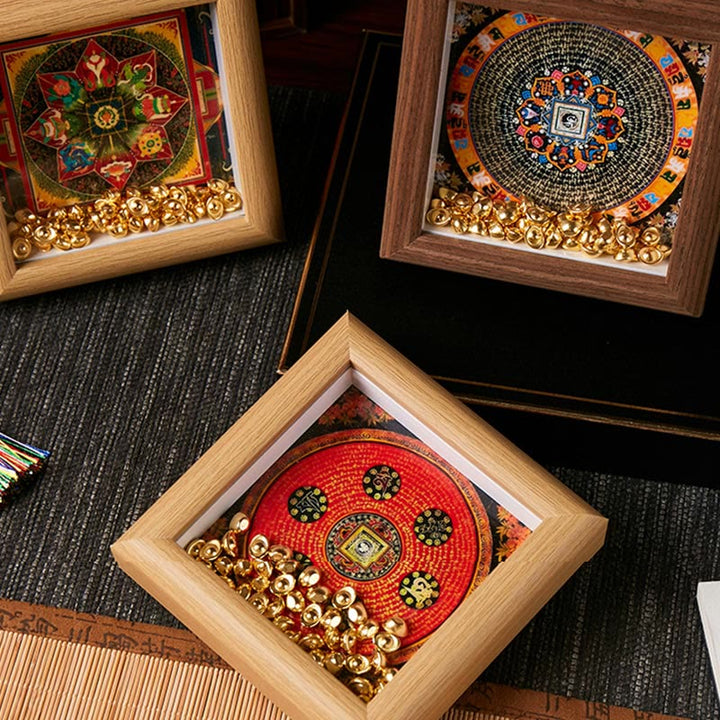 チベットのBuddha Stonesオーム・マニ・パドメ・フム黄金のインゴット タンカ フォトフレーム オーナメント ホームデコレーション - image 12