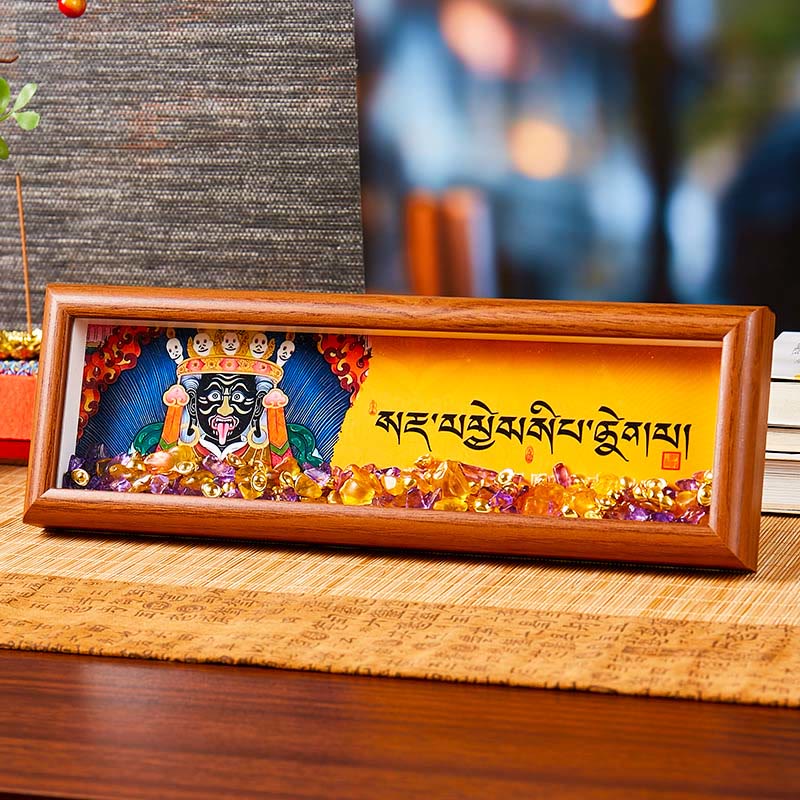 Buddha Stonesオーム・マニ・パドメ・フム仏ゴールデンインゴットタンカフォトフレーム装飾家の装飾 - スタイル1 - 中密度繊維板（9×30×4cm） - image 0