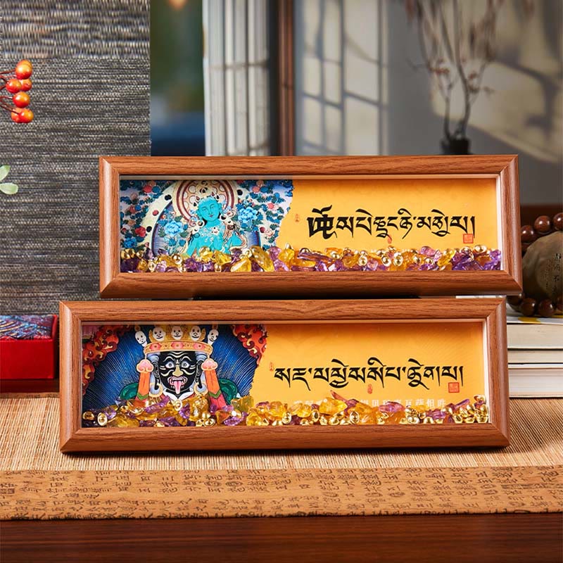 Buddha Stonesオーム・マニ・パドメ・フム仏ゴールデンインゴットタンカフォトフレーム装飾家の装飾 - image 11