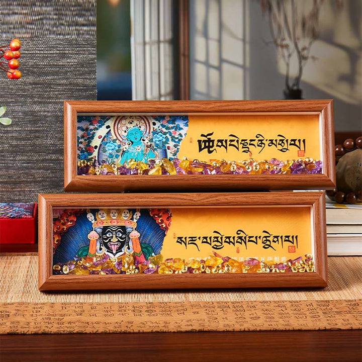 Buddha Stonesオーム・マニ・パドメ・フム仏ゴールデンインゴットタンカフォトフレーム装飾家の装飾 - image 11