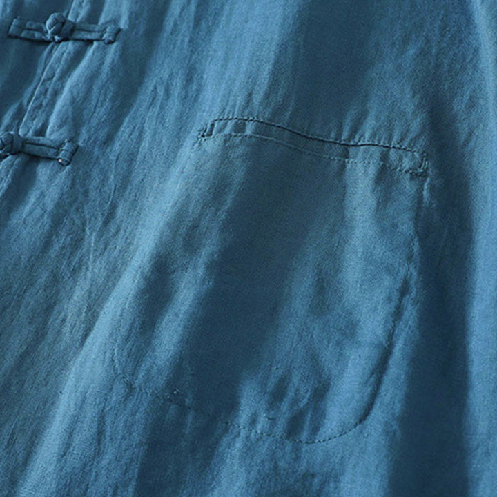 Buddha Stones秋冬 無地 フロッグボタン スタンドカラー 七分袖 ミドル丈 レディース コットンシャツ - image 12