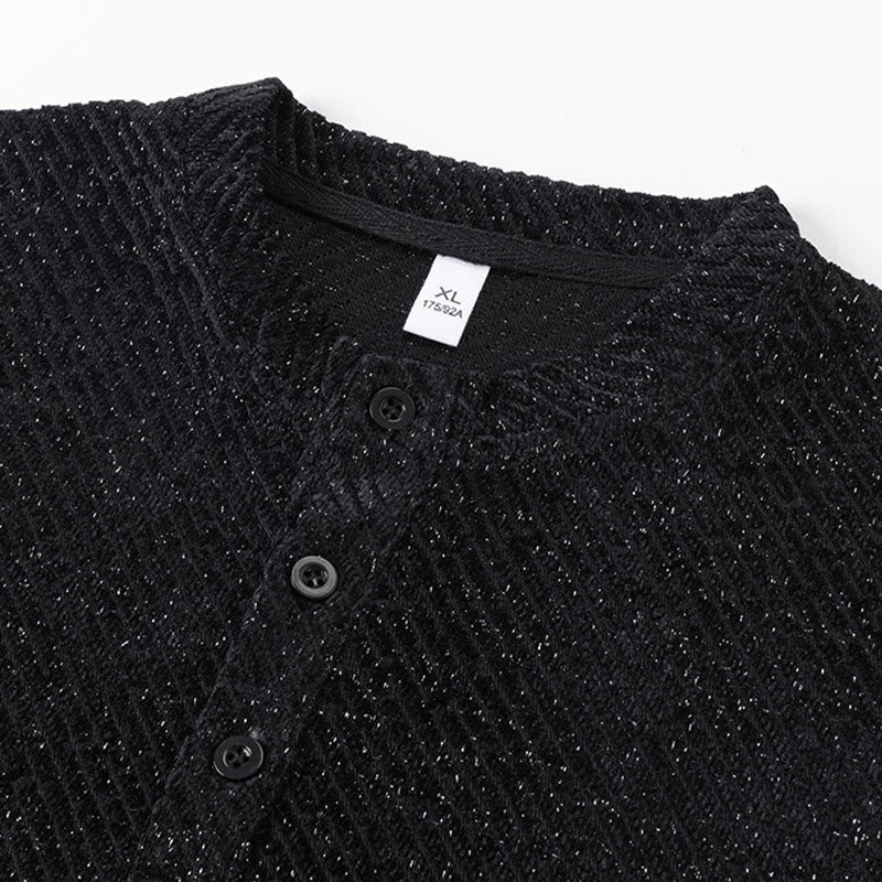 Buddha Stones秋 クルーネック ストライプ ボタン メンズ スウェットシャツ プルオーバー - image 5