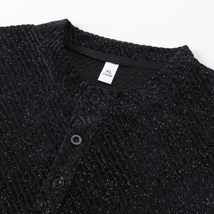 Buddha Stones秋 クルーネック ストライプ ボタン メンズ スウェットシャツ プルオーバー - image 5