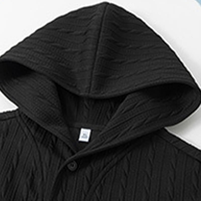 Buddha Stones秋冬 ボタン ツイストデザイン 長袖 メンズ パーカー - image 10