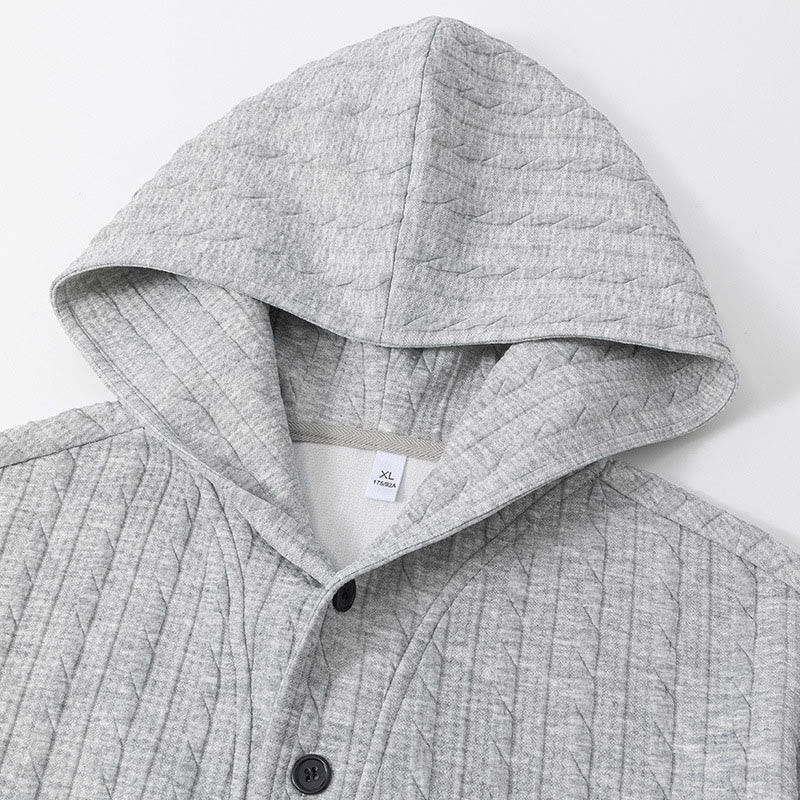 Buddha Stones秋冬 ボタン ツイストデザイン 長袖 メンズ パーカー - image 2