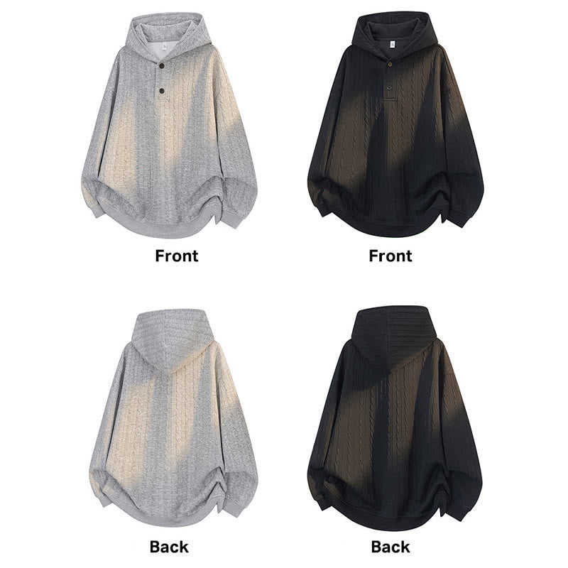 Buddha Stones秋冬 ボタン ツイストデザイン 長袖 メンズ パーカー - image 13