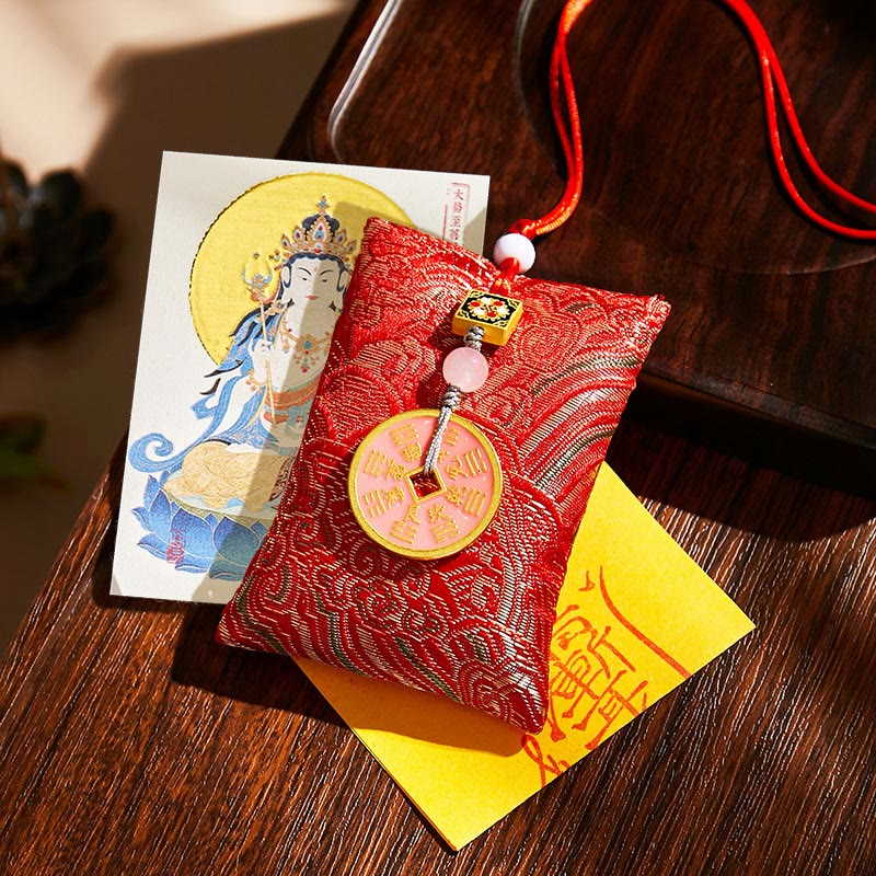 Buddha Stones十二支誕生仏銅貨 サシェ良縁祈願吊り下げ装飾 - 赤い布 - 馬摩訶薩菩薩 - image 28