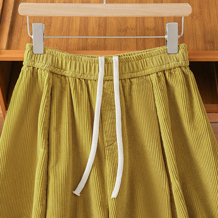 Buddha Stonesプレーン ゴムウエスト レディース クロップド 7-8丈 ワイドレッグ コーデュロイパンツ - image 4