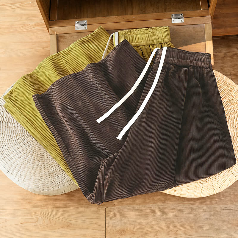 Buddha Stonesプレーン ゴムウエスト レディース クロップド 7-8丈 ワイドレッグ コーデュロイパンツ - image 18