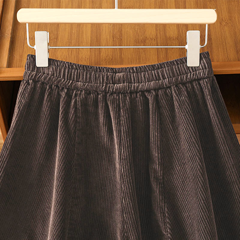 Buddha Stonesプレーン ゴムウエスト レディース クロップド 7-8丈 ワイドレッグ コーデュロイパンツ - image 14