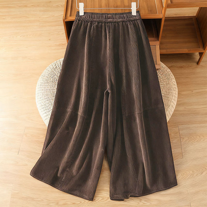 Buddha Stonesプレーン ゴムウエスト レディース クロップド 7-8丈 ワイドレッグ コーデュロイパンツ - image 12