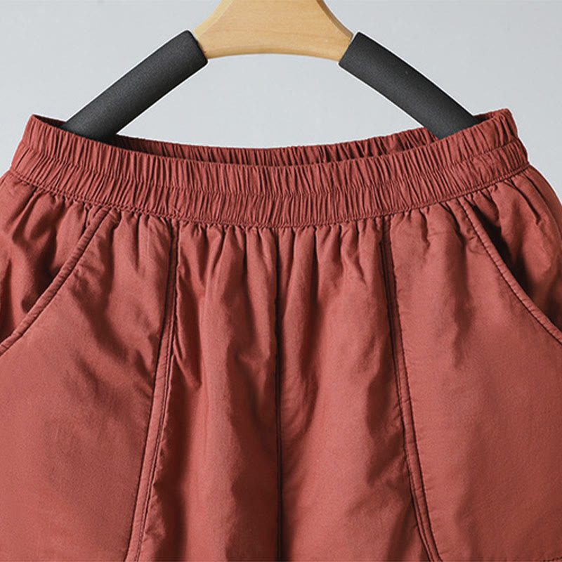 Buddha Stones冬用 伸縮性ウエスト コットン サーマル レディース クロップド丈 7-8丈 ハーレムパンツ ポケット付き - image 10