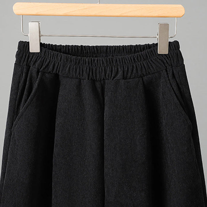 Buddha Stonesプレーン 伸縮性ウエスト パッチワーク チェック柄 レディース アンクル丈 ワイドレッグ コーデュロイパンツ - image 11