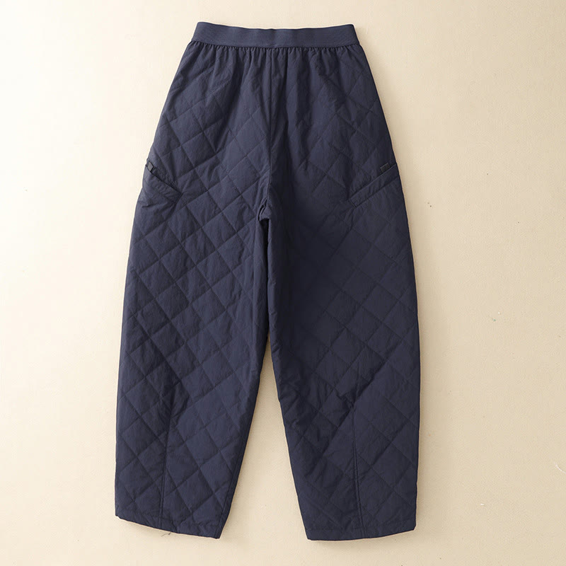 Buddha Stones冬用ライン 伸縮性ウエスト ドローストリング コットン サーマル レディース パンツ ジッパーポケット付き - image 1