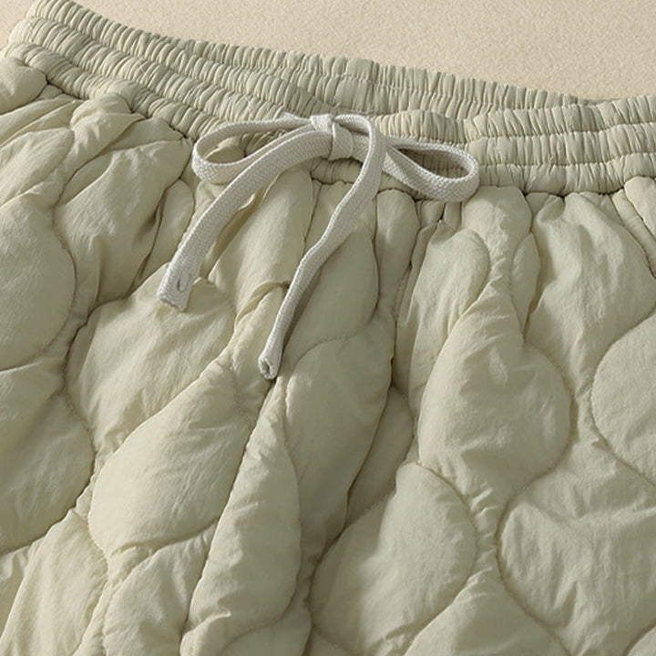 Buddha Stones冬 カーブライン 伸縮性ウエスト ドローストリング パッチワーク チェック柄 コットン サーマル レディース パンツ ポケット付き - image 7