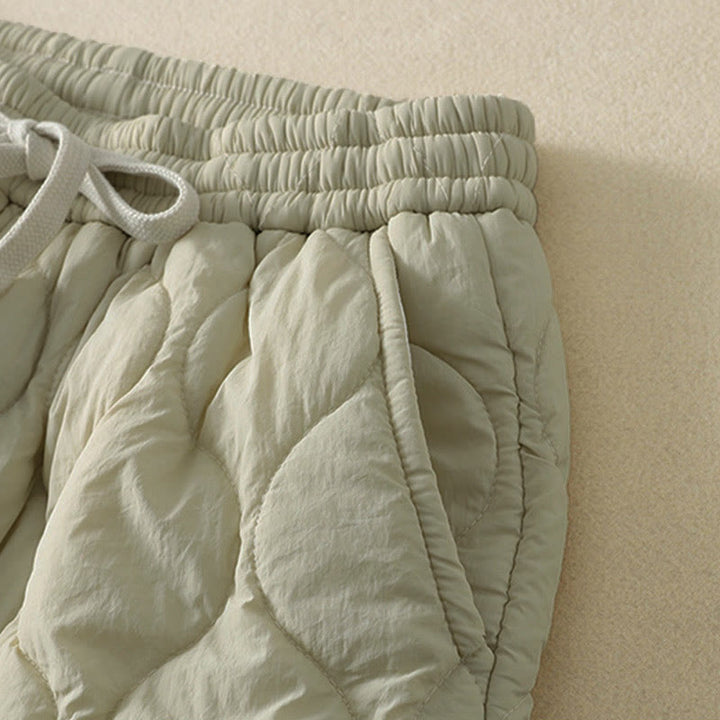 Buddha Stones冬 カーブライン 伸縮性ウエスト ドローストリング パッチワーク チェック柄 コットン サーマル レディース パンツ ポケット付き - image 8