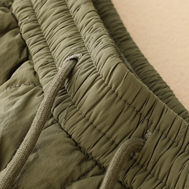 Buddha Stones冬用 カーブライン 伸縮性ウエスト ドローストリング コットン サーマル レディース パンツ ポケット付き - image 4