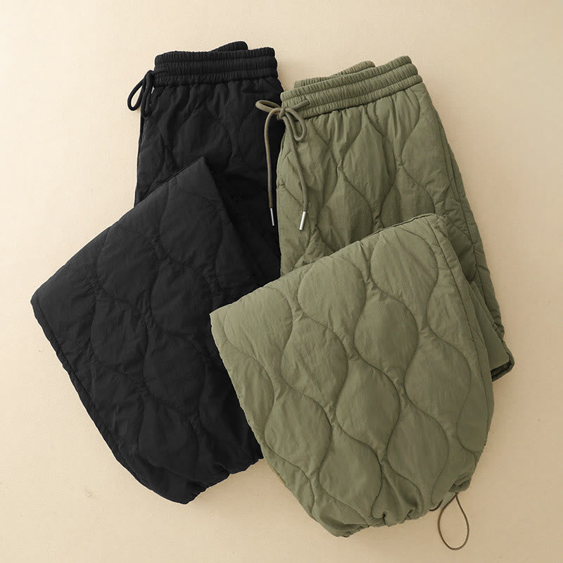 Buddha Stones冬用 カーブライン 伸縮性ウエスト ドローストリング コットン サーマル レディース パンツ ポケット付き - image 17