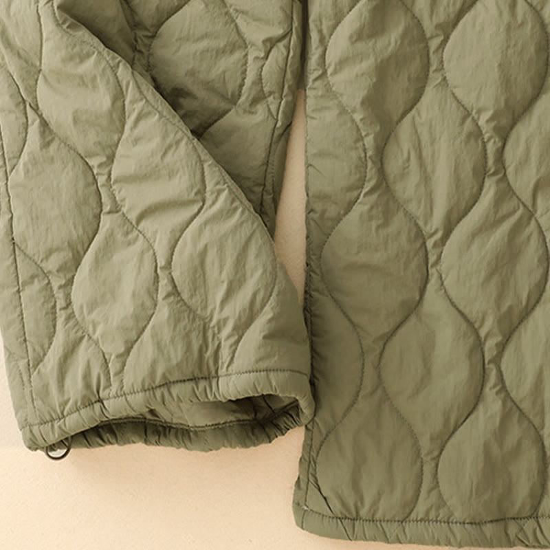 Buddha Stones冬用 カーブライン 伸縮性ウエスト ドローストリング コットン サーマル レディース パンツ ポケット付き - image 7