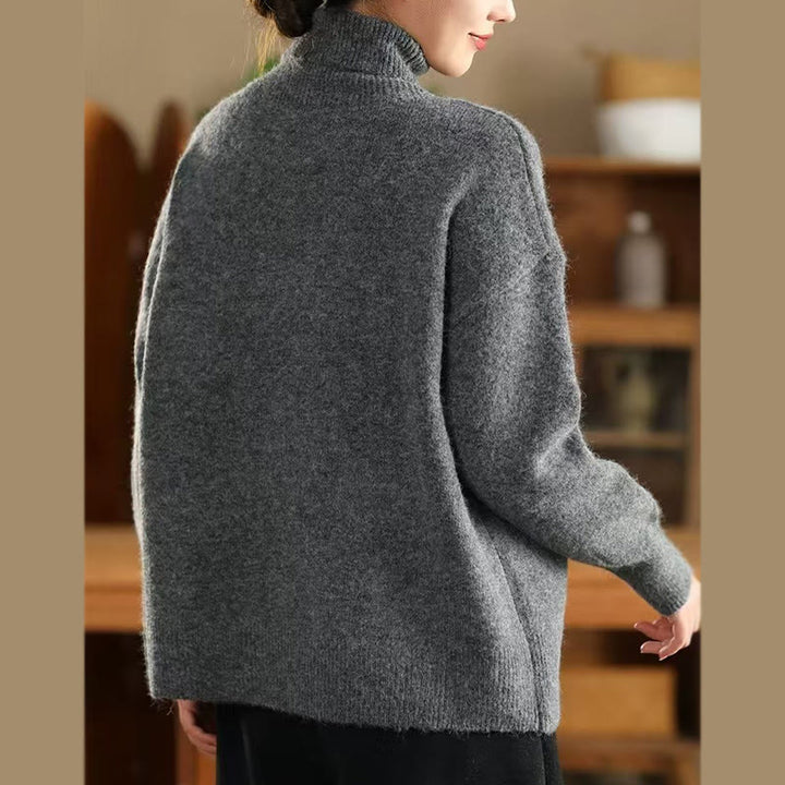 Buddha Stones冬用 無地 モックネック 長袖 レディース ニット コットン セーター - image 11