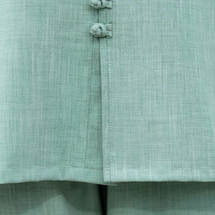 Buddha Stones 2点 中国風 カエルボタン 長袖 シャツ トップ パンツ 瞑想 禅 太極拳 コットン 衣類 レディース セット - image 18