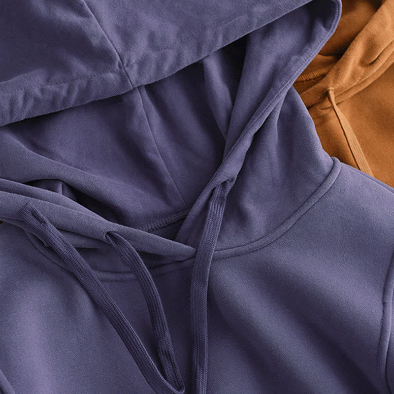 Buddha Stones冬用 無地 裏起毛 コットン 長袖 レディース パーカー ポケット付き - image 10