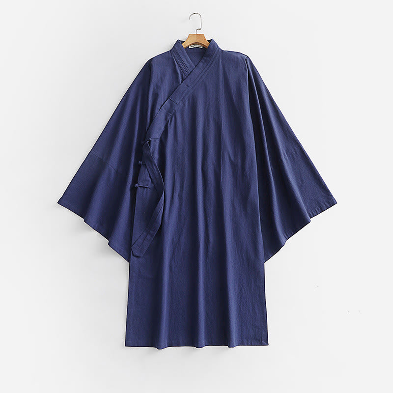 Buddha Stones 2点セット 秋冬 無地 長袖 メンズ 道教 ロングローブ レースアップ 着物 ノースリーブ ベスト 気功セレモニースーツ - image 18