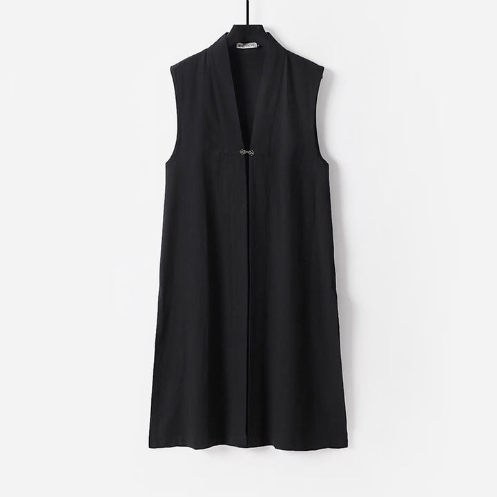 Buddha Stones 2点セット 秋冬 無地 長袖 メンズ 道教 ロングローブ レースアップ 着物 ノースリーブ ベスト 気功セレモニースーツ - image 15