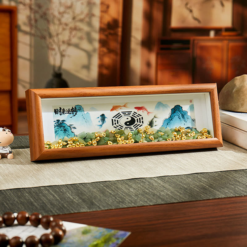 Buddha Stonesグリーンクリスタル 八卦鯉陰陽金インゴット フォトフレーム オーナメント ホームデコレーション - スタイル1 - 中密度繊維板（9×30×4cm） - image 0