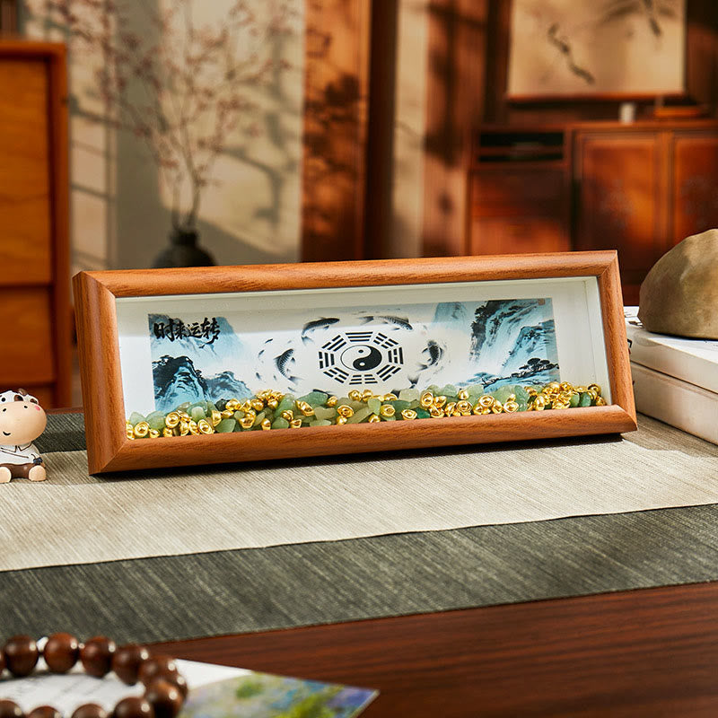 Buddha Stonesグリーンクリスタル 八卦鯉陰陽金インゴット フォトフレーム オーナメント ホームデコレーション - スタイル2 - 中密度繊維板（9×30×4cm） - image 1