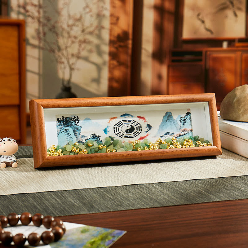 Buddha Stonesグリーンクリスタル 八卦鯉陰陽金インゴット フォトフレーム オーナメント ホームデコレーション - スタイル4 - 中密度繊維板（9×30×4cm） - image 3