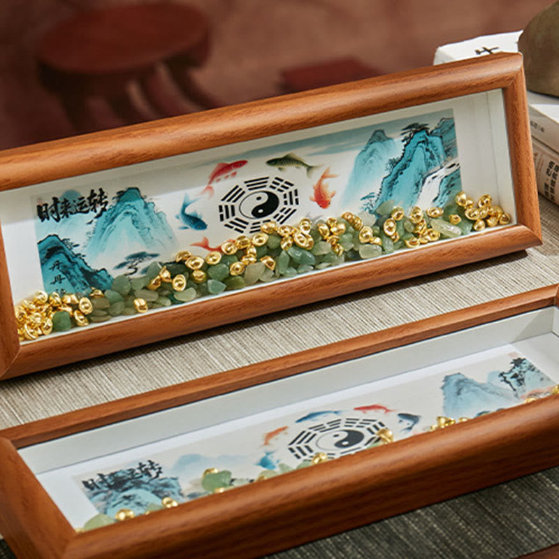 Buddha Stonesグリーンクリスタル 八卦鯉陰陽金インゴット フォトフレーム オーナメント ホームデコレーション - image 16