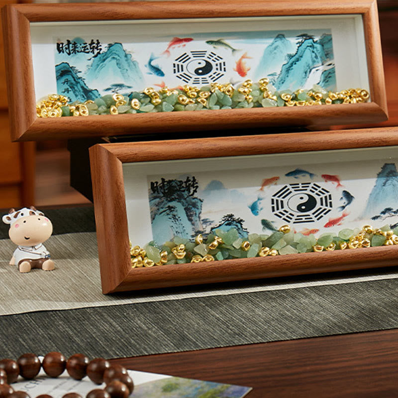 Buddha Stonesグリーンクリスタル 八卦鯉陰陽金インゴット フォトフレーム オーナメント ホームデコレーション - image 15