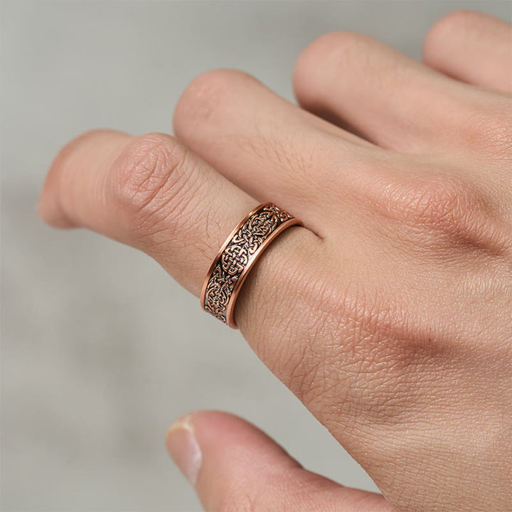 Buddha Stones銅製抽象線模様オープン幸運カフブレスレットバングルリング - image 10