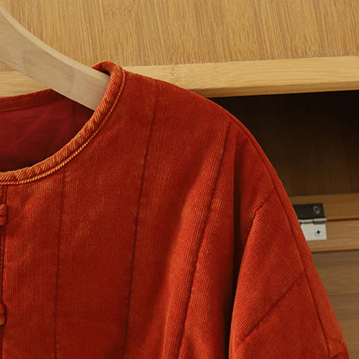 Buddha Stones冬用 フロッグボタン ポリエステル 長袖 コーデュロイ レディース ジャケット  - image 4