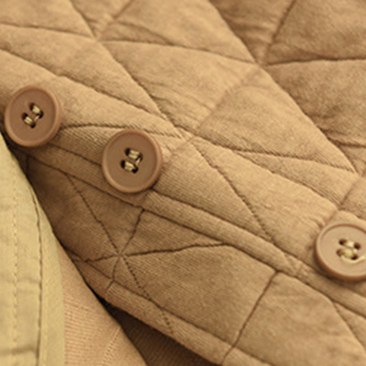 Buddha Stones冬用コットン 長袖 ダイヤモンド柄 レディース サーマルジャケット ポケット付き - image 14