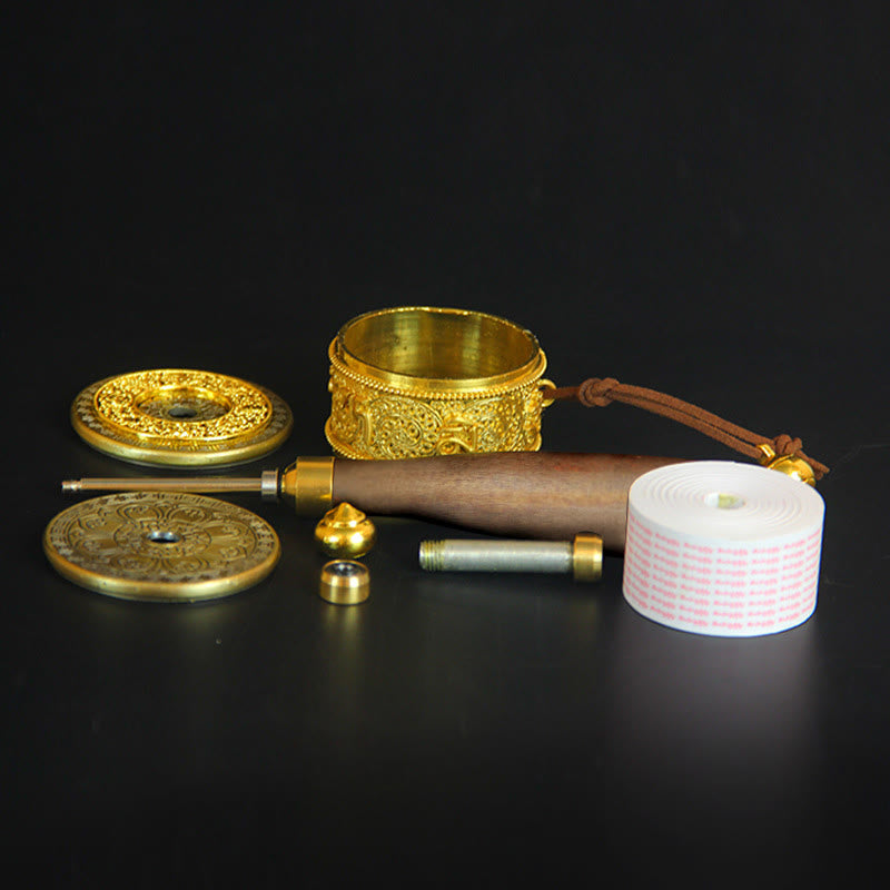 チベットの幸運の祈祷ホイール六つの真実の言葉の装飾 - image 8