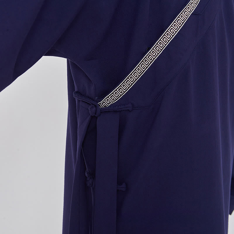 Buddha Stones 2点セット 武当山秋 無地 カエルボタン 長袖 リネン ユニセックス 道教ローブ 着物パンツ 気功セレモニースーツ - image 8