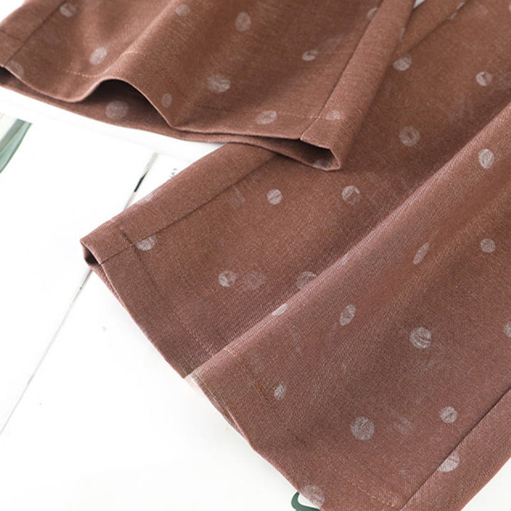 Buddha Stonesカジュアル ホワイト ドット柄 ポリエステル レディース ワイドレッグパンツ ポケット付き - image 11