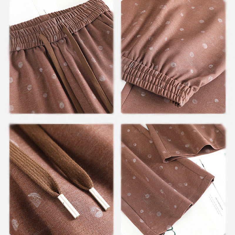 Buddha Stonesカジュアル ホワイト ドット柄 ポリエステル レディース ワイドレッグパンツ ポケット付き - image 12