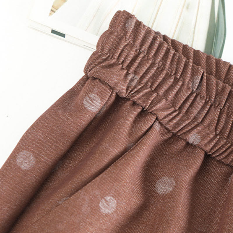 Buddha Stonesカジュアル ホワイト ドット柄 ポリエステル レディース ワイドレッグパンツ ポケット付き - image 9