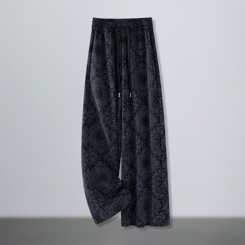 Buddha Stonesカジュアル 花柄 ポリエステル レディース ワイドレッグパンツ ポケット付き - ミッドナイトブルー - US12、 UK/AU16、 EU44 (3XL) - image 0