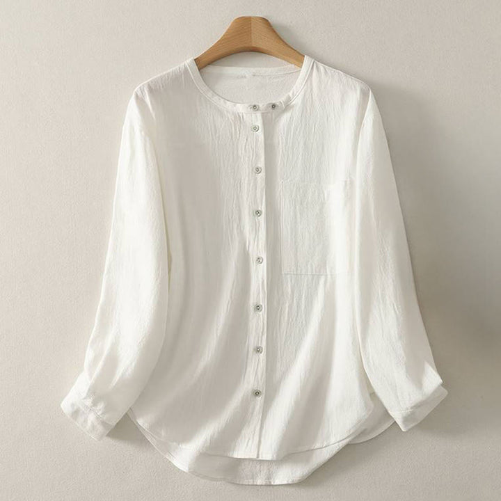 Buddha Stones秋 クルーカラー 長袖 レディース ポリエステル シャツ ポケット付き - 雪 - US8-10，UK/AU12-14，EU40-42 (2XL) - image 11