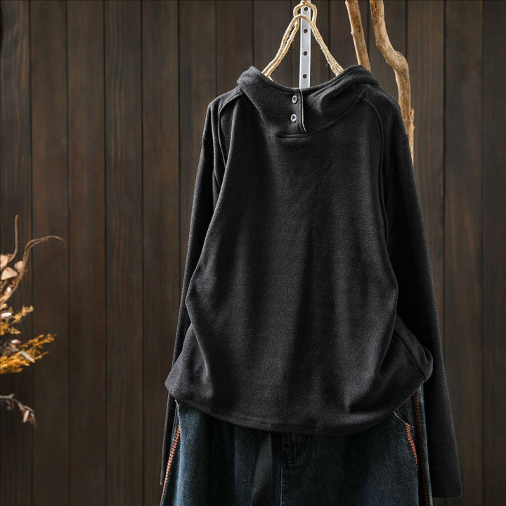 Buddha Stones冬用 無地 コットン 厚手 長袖 レディース パーカー フード付き - image 12